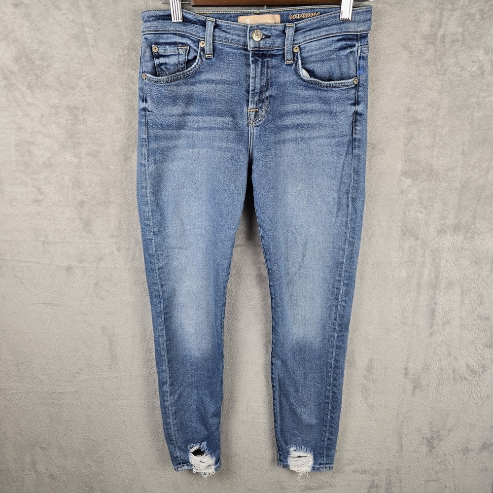 7 For All Mankind Roxanne Ankle‎ Luxe Vintage Distressed Hem Jeans Blue 26